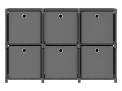 Estantería de 6 cubos con cajas de tela gris 103x30x72,5 cm ES283520
