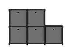 Estantería de 5 cubos con cajas de tela negro 103x30x72,5 cm ES625346