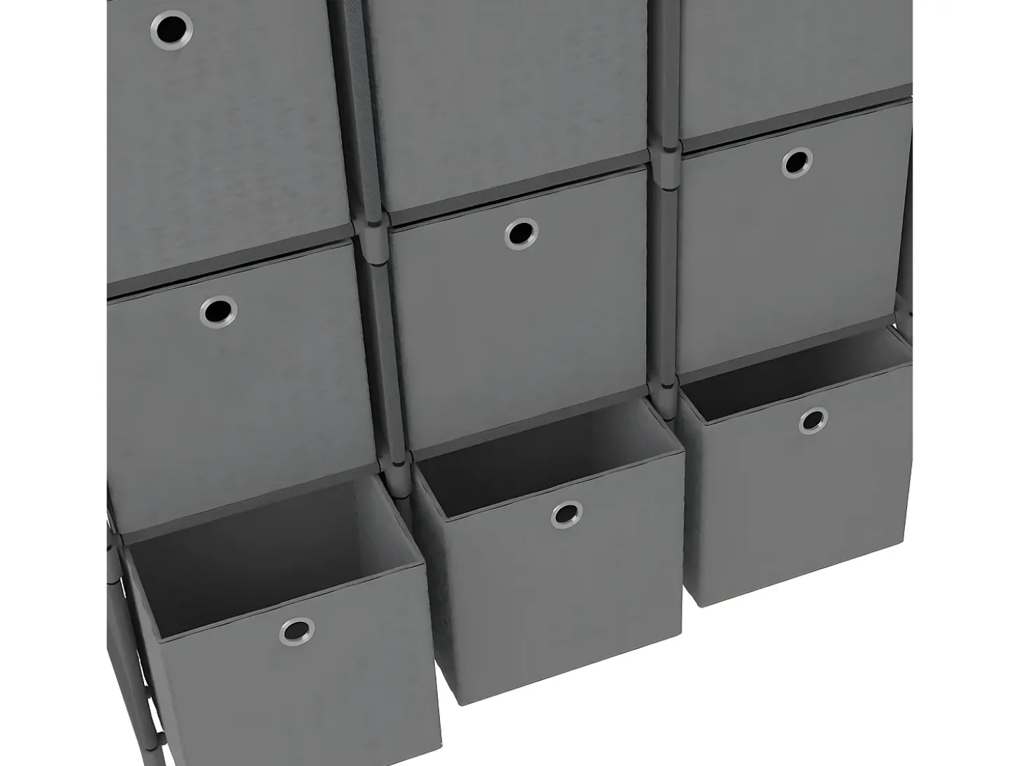 Estantería de 9 cubos con cajas tela gris 103x30x107,5 cm