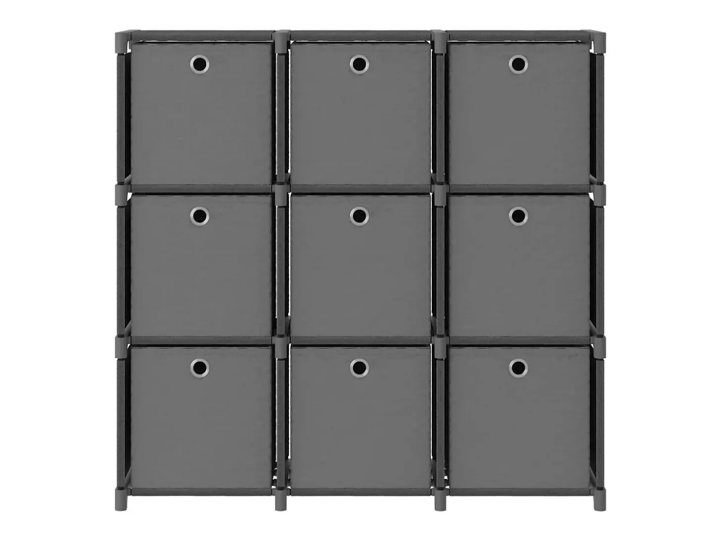 Estantería de 9 cubos con cajas tela gris 103x30x107,5 cm