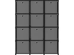 Estantería de 12 cubos con cajas tela negra 103x30x141 cm ES588268