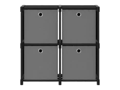 Estantería de 4 cubos con cajas de tela negra 69x30x72,5 cm