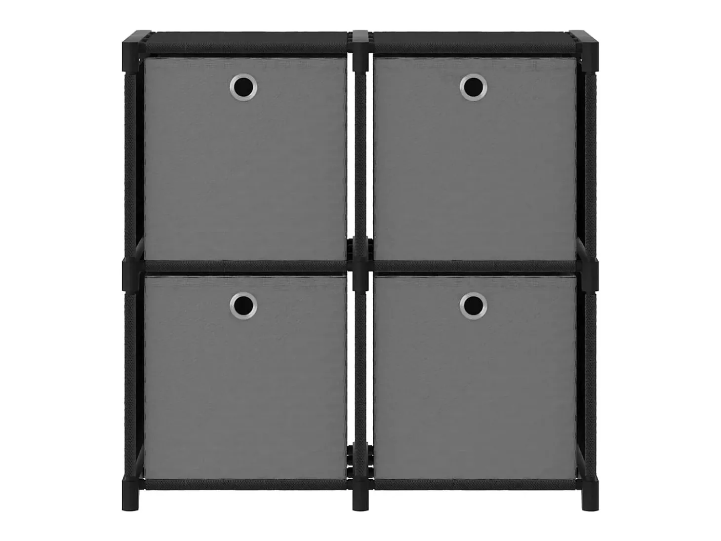 Estantería de 4 cubos con cajas de tela negra 69x30x72,5 cm