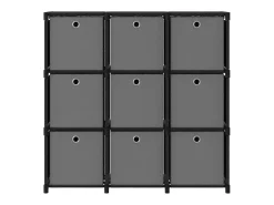 Estantería de 9 cubos con cajas tela negra 103x30x107,5 cm