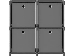 Estantería de 4 cubos con cajas de tela gris 69x30x72,5 cm ES510472