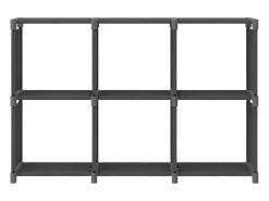 Estantería de 6 cubos de tela gris 103x30x72,5 cm
