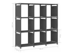 Estantería de 9 cubos de tela gris 103x30x107,5 cm