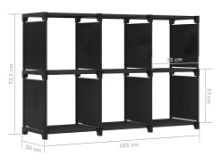 Estantería de 6 cubos de tela negra 103x30x72,5 cm