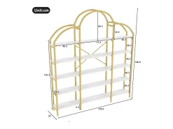 Estantería de 5 niveles - Diseño único de nubes - 170 x 26 x 190 cm - Dorado