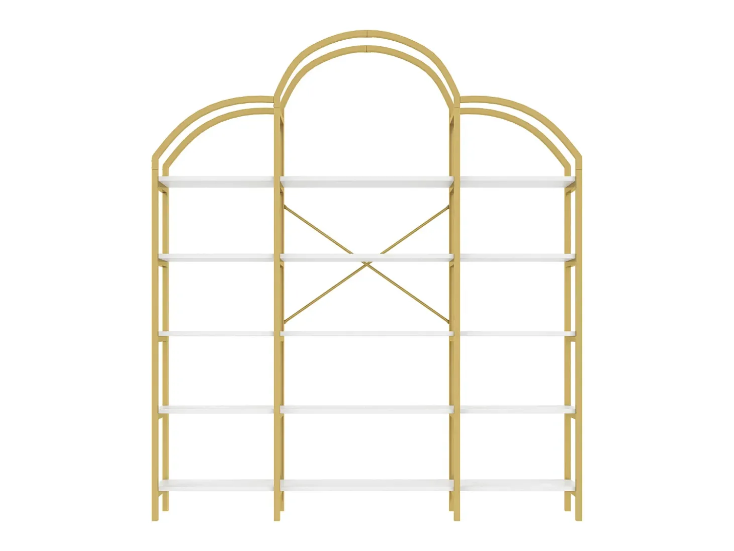 Estantería de 5 niveles - Diseño único de nubes - 170 x 26 x 190 cm - Dorado