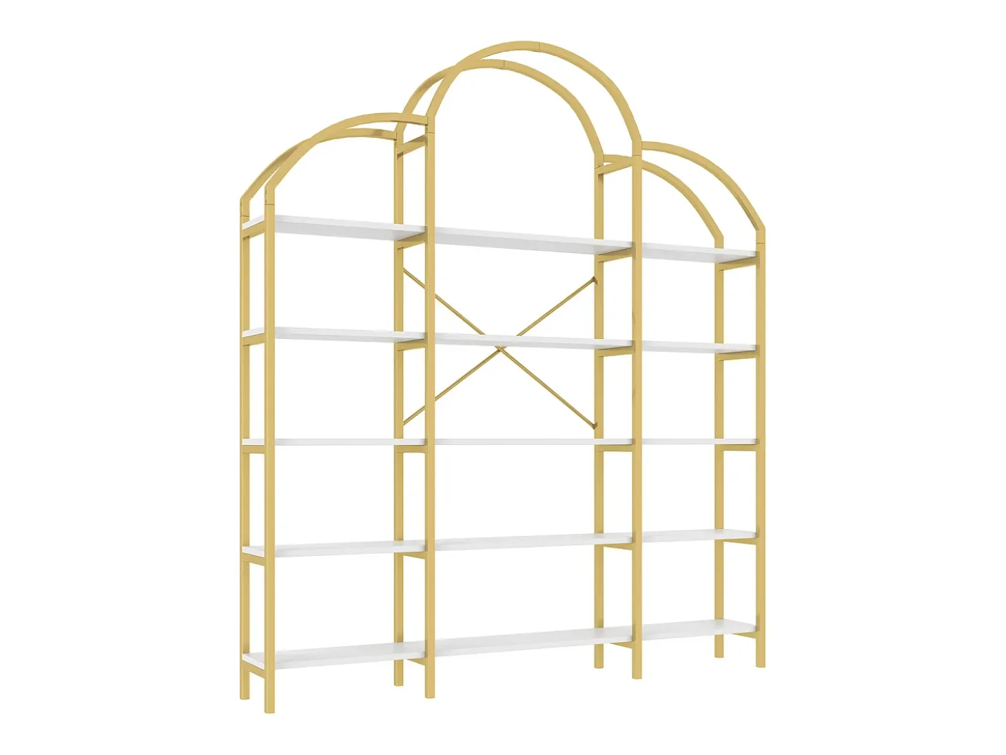 Estantería de 5 niveles - Diseño único de nubes - 170 x 26 x 190 cm - Dorado
