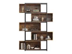 Estantería de 5 niveles con estantes - 121 x 35 x 176 cm - Madera MDF y tubo de acero - Marrón