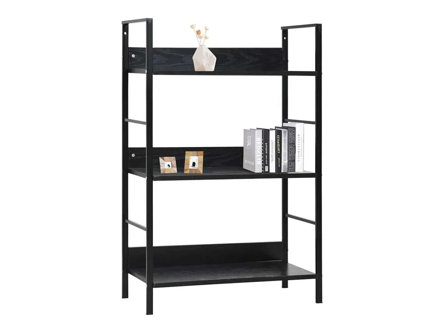 Estantería de 3 niveles de aglomerado negro 60x27,6x90,5 cm
