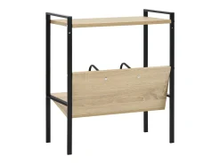 Estantería de 2 niveles de aglomerado negro y roble 52x28x59 cm