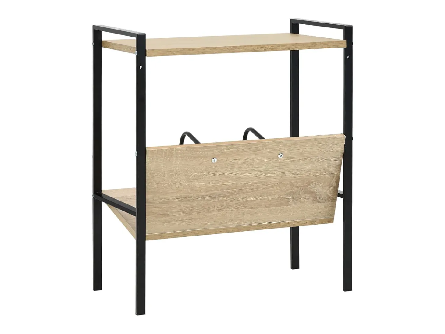 Estantería de 2 niveles de aglomerado negro y roble 52x28x59 cm