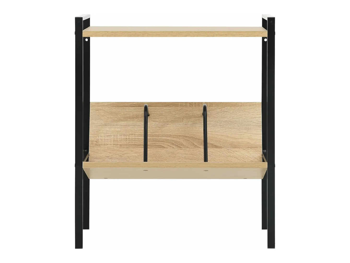 Estantería de 2 niveles de aglomerado negro y roble 52x28x59 cm