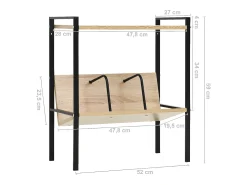 Estantería de 2 niveles de aglomerado negro y roble 52x28x59 cm