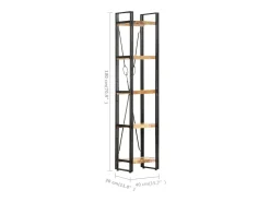 Estantería de 5 niveles madera maciza mango 40x30x180 cm