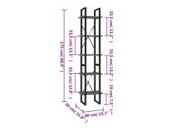 Estantería de 5 niveles madera de ingeniería gris 40x30x175 cm