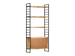 Estantería de 4 niveles madera de mango rugosa 80x30x180 cm
