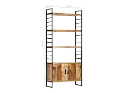 Estantería de 4 niveles madera de mango rugosa 80x30x180 cm