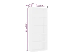 Estantería de 5 niveles madera contrachapada blanca 80x30x189cm