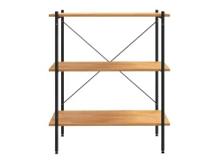 Estantería de 3 niveles negro y roble 80x40x92 cm ES468892