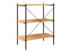 Estantería de 3 niveles negro y roble 80x40x92 cm ES468892