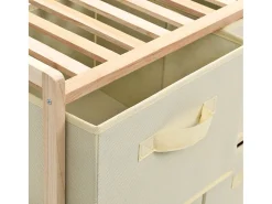 Estantería de almacenaje 6 cestas de tela madera de cedro beige