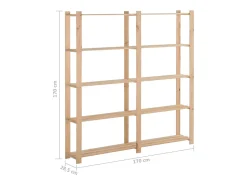 Estantería de almacenamiento de 5 niveles 170 x 28,5 x 170 cm madera maciza de pino 02_0000659