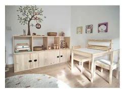 Estantería de cubos de madera cruda Dinamic 4 espacios