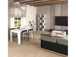 Estantería de diseño escalonado vertical en blanco brillo 192 cm Zoe High Blanco Brillo