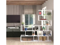 Estantería de diseño escalonado vertical en blanco brillo 192 cm Zoe High Blanco Brillo