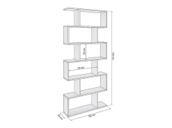 Estantería de diseño escalonado vertical en blanco brillo 192 cm Zoe High Blanco Brillo