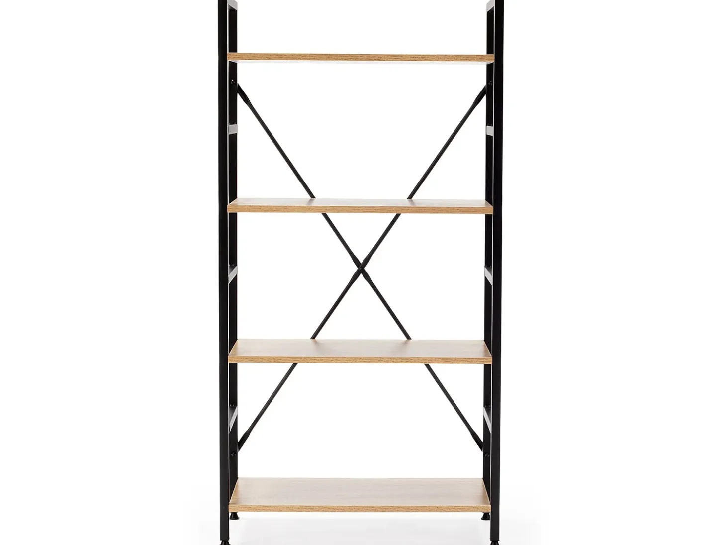 Estantería de Escalera Virginia 4 estantes, Color Roble/Negro, 60 cm