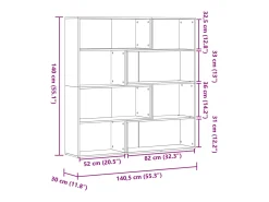 Estantería de esquina 4 niveles madera blanco 85x85x140 cm
