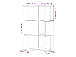 Estantería de esquina 3 niveles madera envejecida 50x50x102 cm