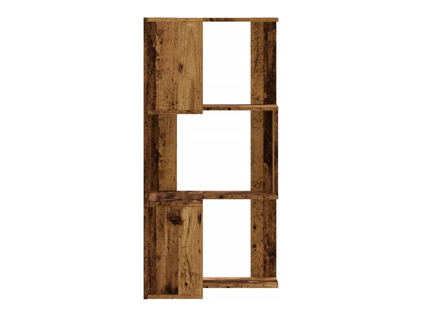 Estantería de esquina 3 niveles madera envejecida 50x50x102 cm