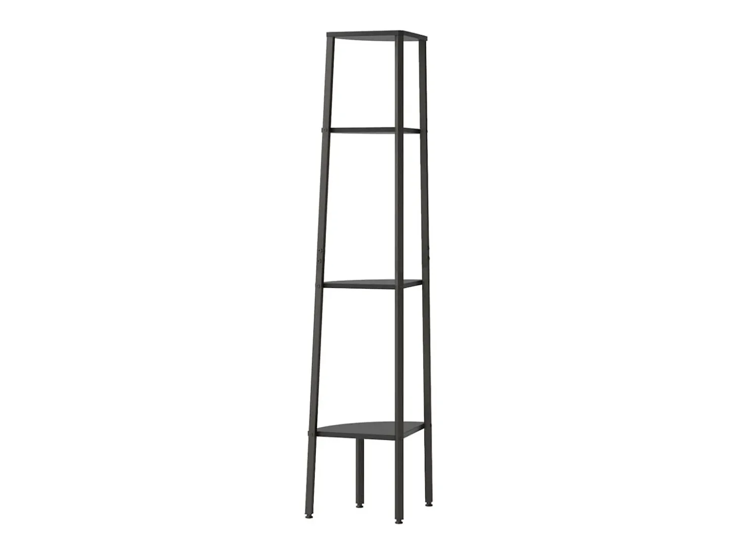 Estantería de esquina de 4 niveles negra 45,5x31,5x150 cm