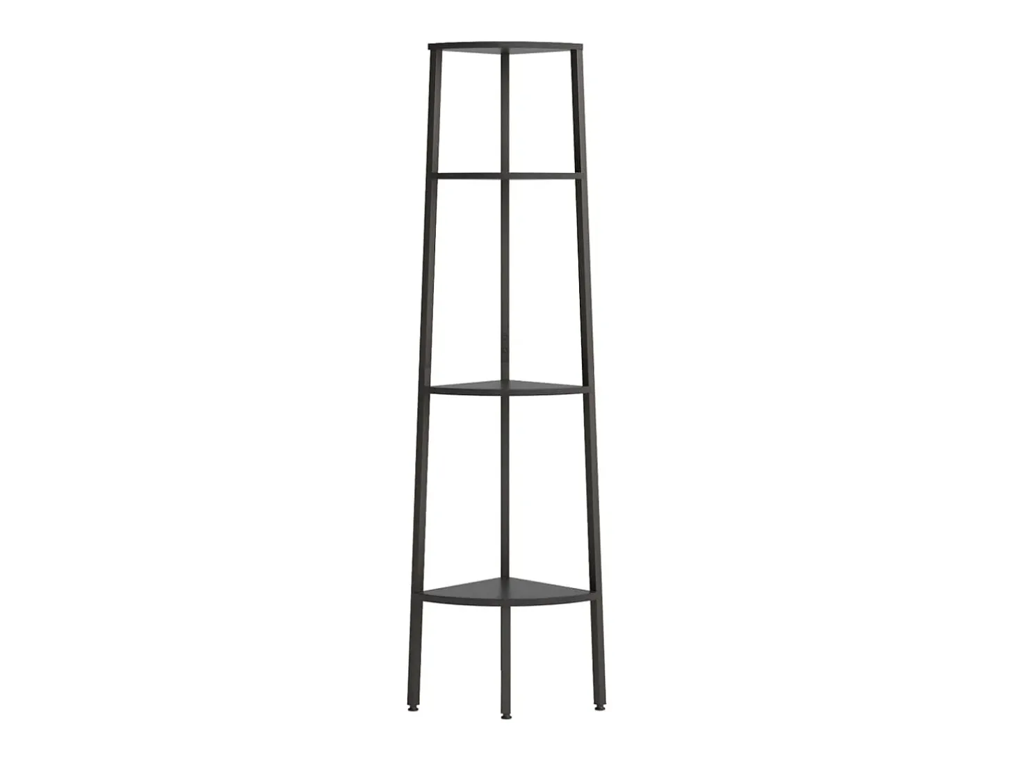 Estantería de esquina de 4 niveles negra 45,5x31,5x150 cm