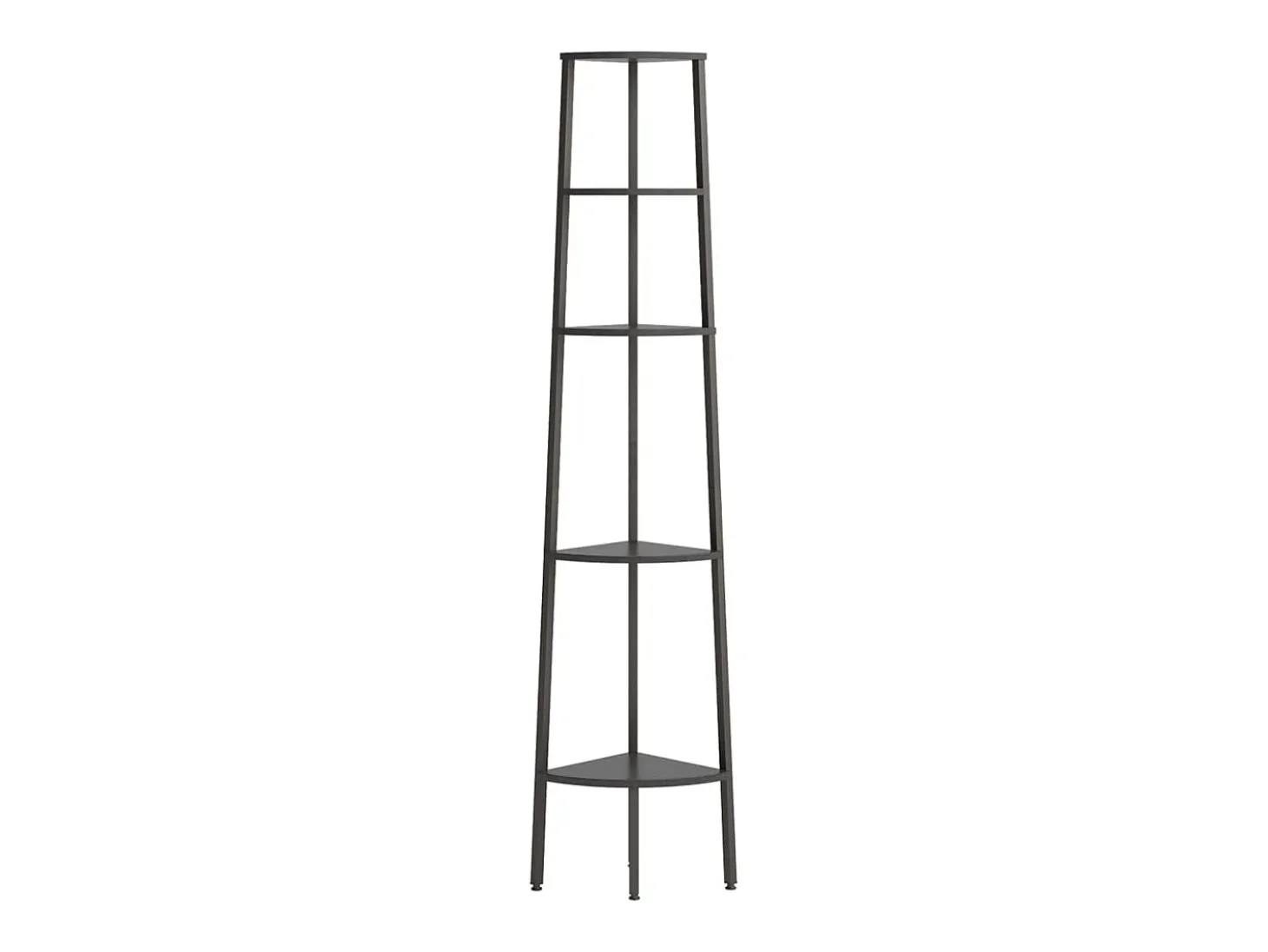 Estantería de esquina de 5 niveles negra 45,5x31,5x180 cm