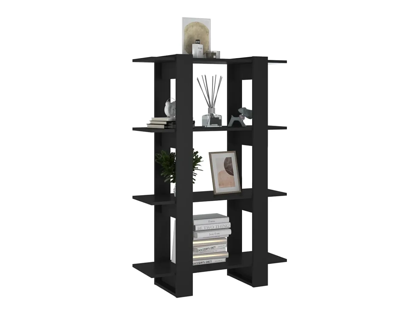 Estantería de libros/divisor de espacios negro 80x30x123,5 cm