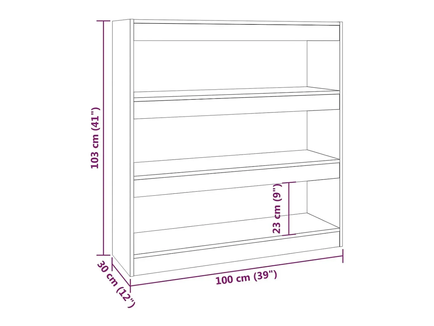 Estantería de libros/divisor de espacios blanco 100x30x103 cm