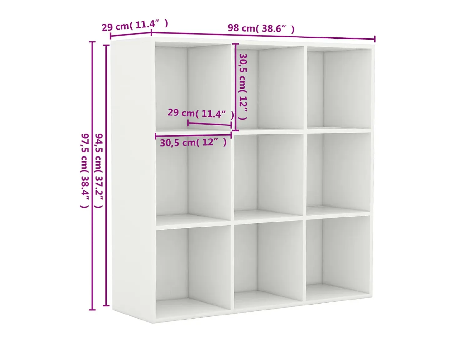 Estantería de madera contrachapada blanco 98x30x98 cm
