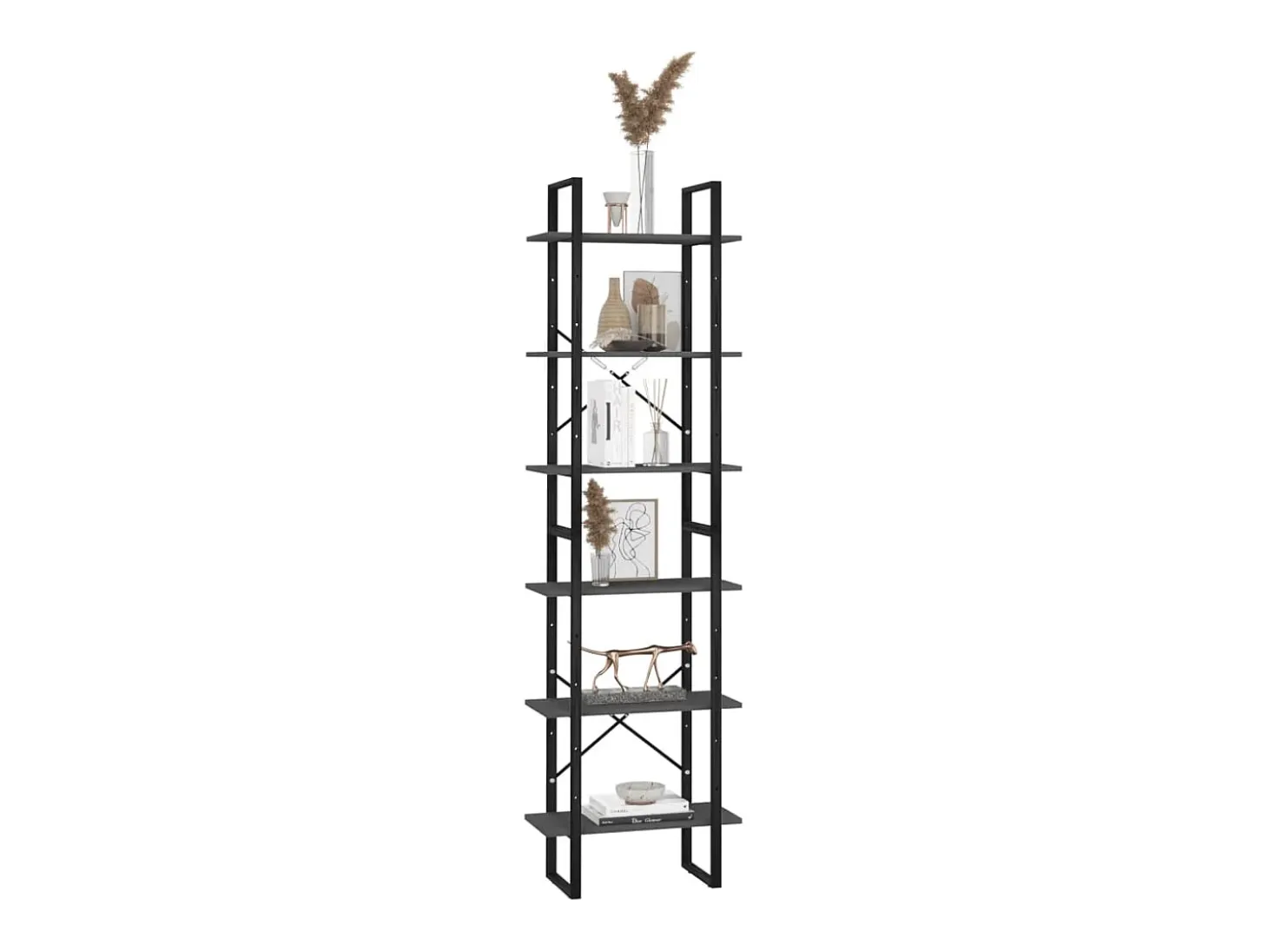 Estantería de madera contrachapada gris 60x30x210 cm