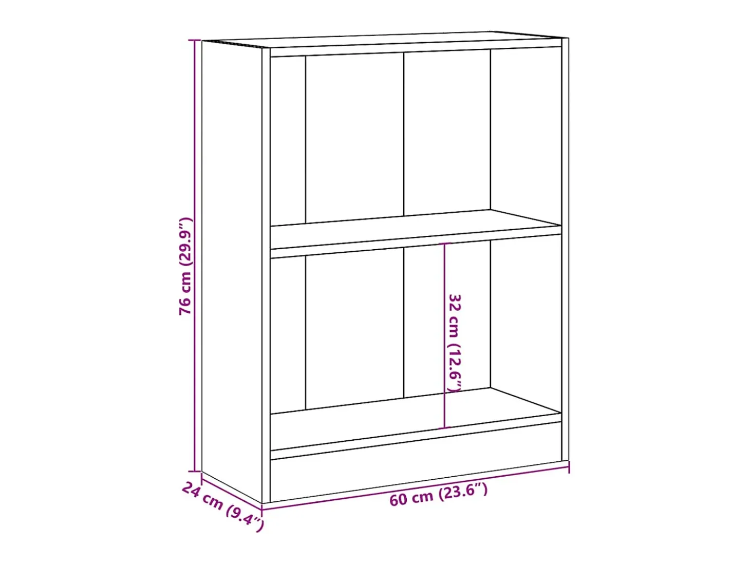 Estantería de madera contrachapada roble marrón 60x24x74,5 cm