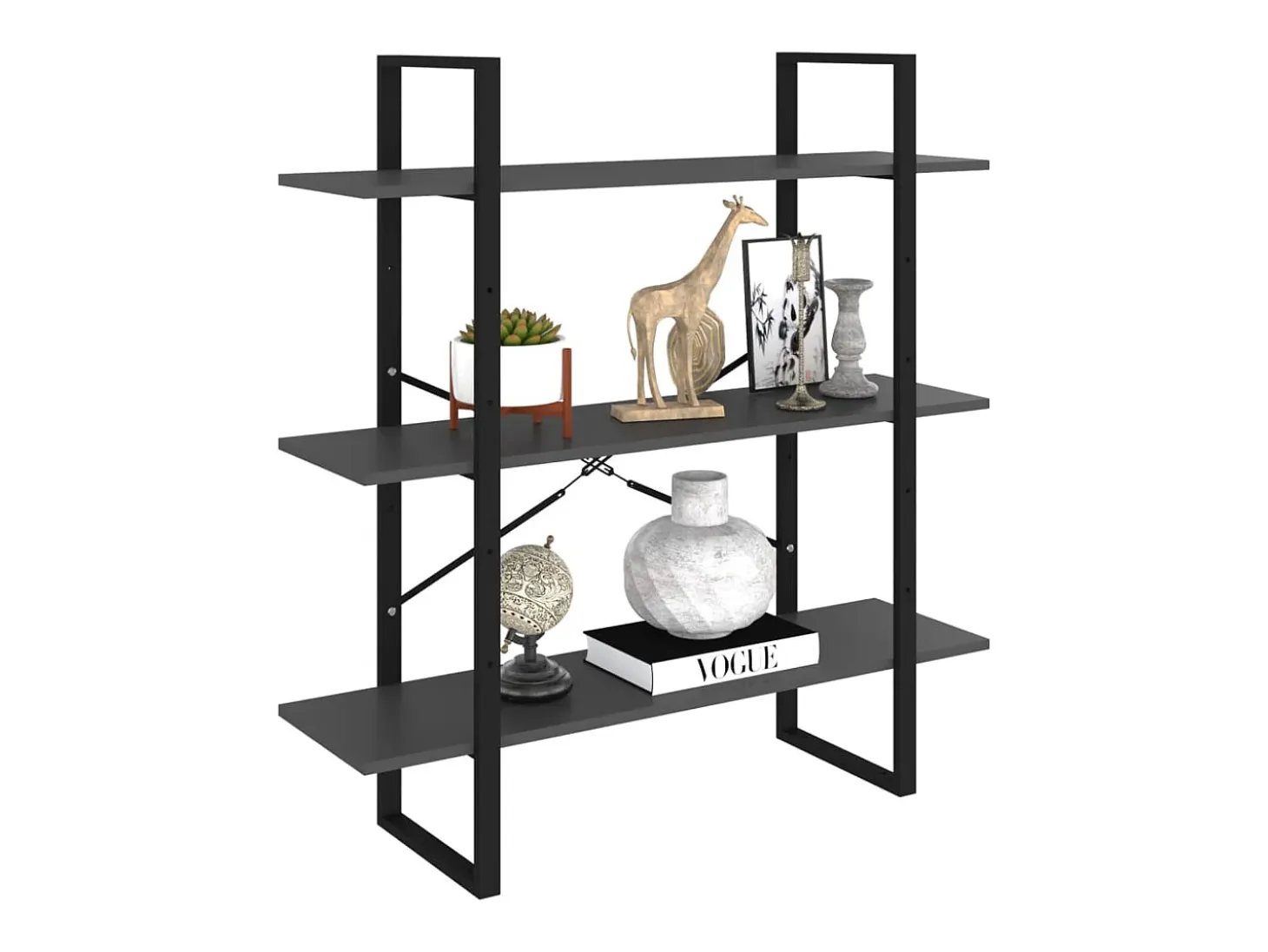 Estantería de madera contrachapada gris 100x30x105 cm