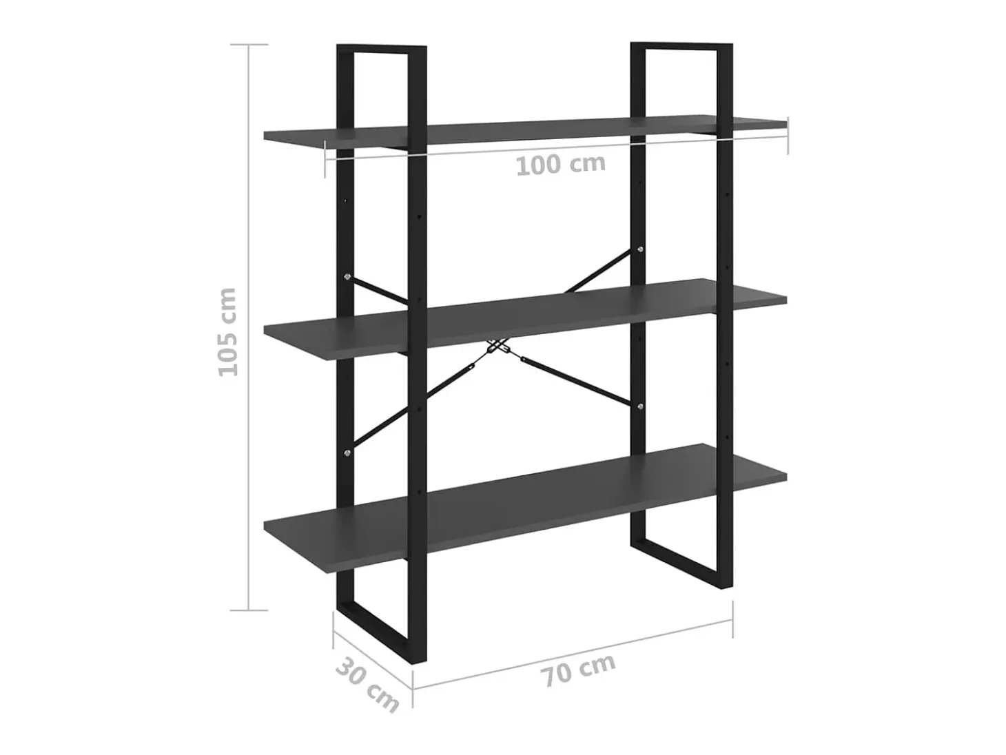 Estantería de madera contrachapada gris 100x30x105 cm