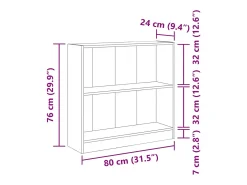 Estantería de madera contrachapada color roble 80x24x75 cm