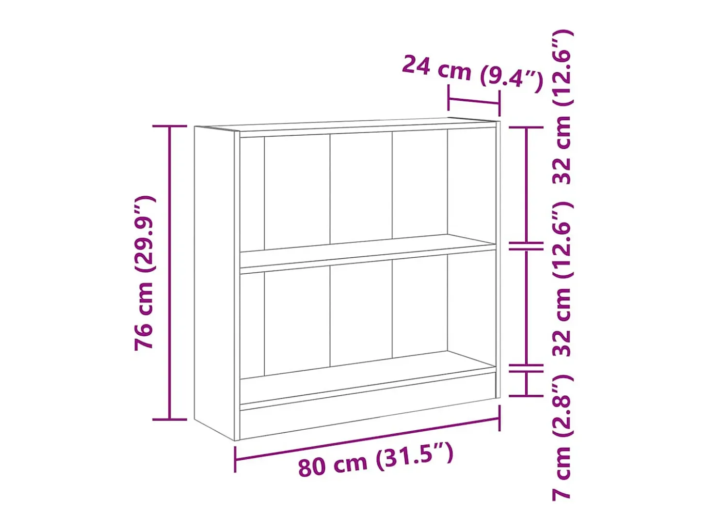 Estantería de madera contrachapada color roble 80x24x75 cm